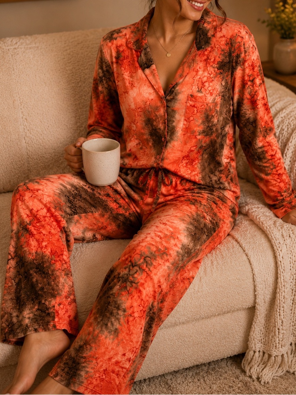 Emme Jordan - Orange Tie-Dye Pajama Set | Size Large